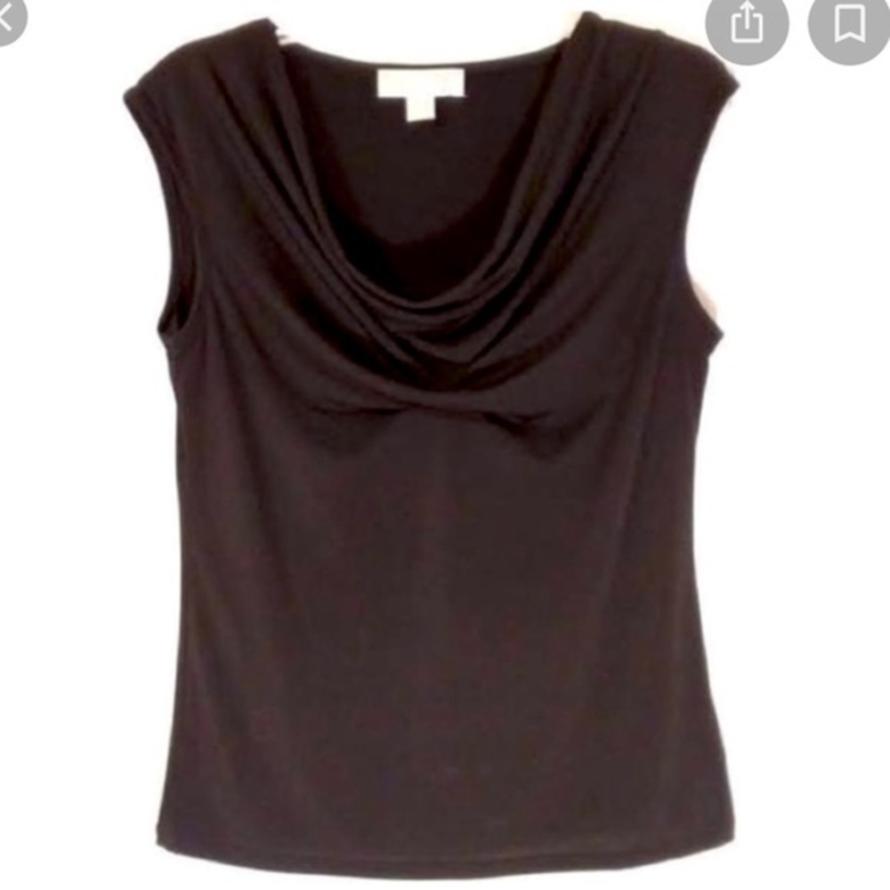 Michael Kors M black knit sleeveless draped blouse